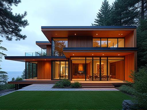 Exterior of the Point Grey Residence, a West Coast Contemporary home with cedar and glass.